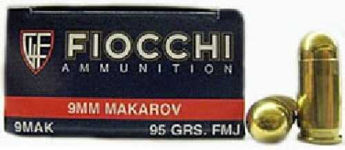 9mm Makarov 50 Rounds Ammunition Fiocchi Ammo 95 Grain Full Metal Jacket